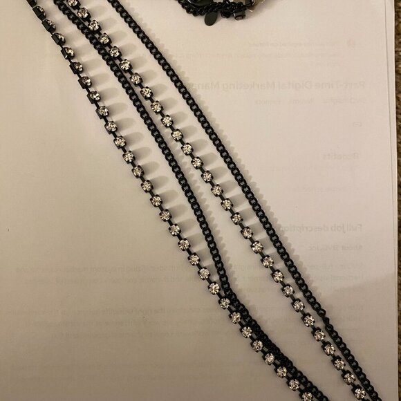 Chicos Multi-strand Black Chain and  Rhinestone Necklace NWT - Picture 2 of 6